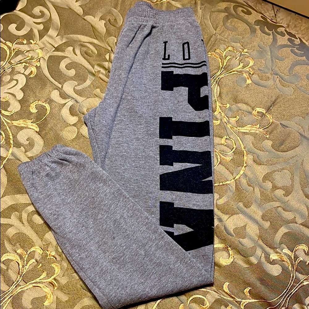 Gray Sweatpants with Black Logo